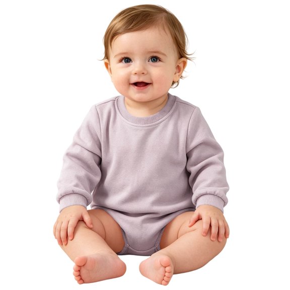 Newborn Cotton Sweatshirt Romper Baby Girls Boys Solid Crewneck Long Sleeve Pullover Bodysuit Winter Warm Onesis Pink 3-6 Months