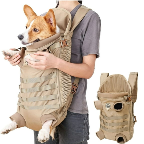 Newborn Dog Carrier Tactical Backpack for Medium Large Dogs,Soft Hands-Free Legs Out Pet Front Carrier Backpack Travel Bag for Outdoor Traveling Hiking Camping