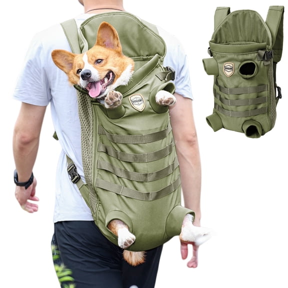 Newborn Dog Carrier Tactical Backpack for Medium Large Dogs,Soft Hands-Free Legs Out Pet Front Cat Dog Carrier Backpack Travel Bag for Outdoor Traveling Hiking Camping