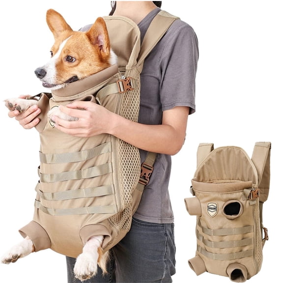 Newborn Dog Carrier Tactical Backpack for Medium Large Dogs,Soft Hands-Free Legs Out Pet Front Carrier Backpack Travel Bag for Outdoor Traveling Hiking Camping