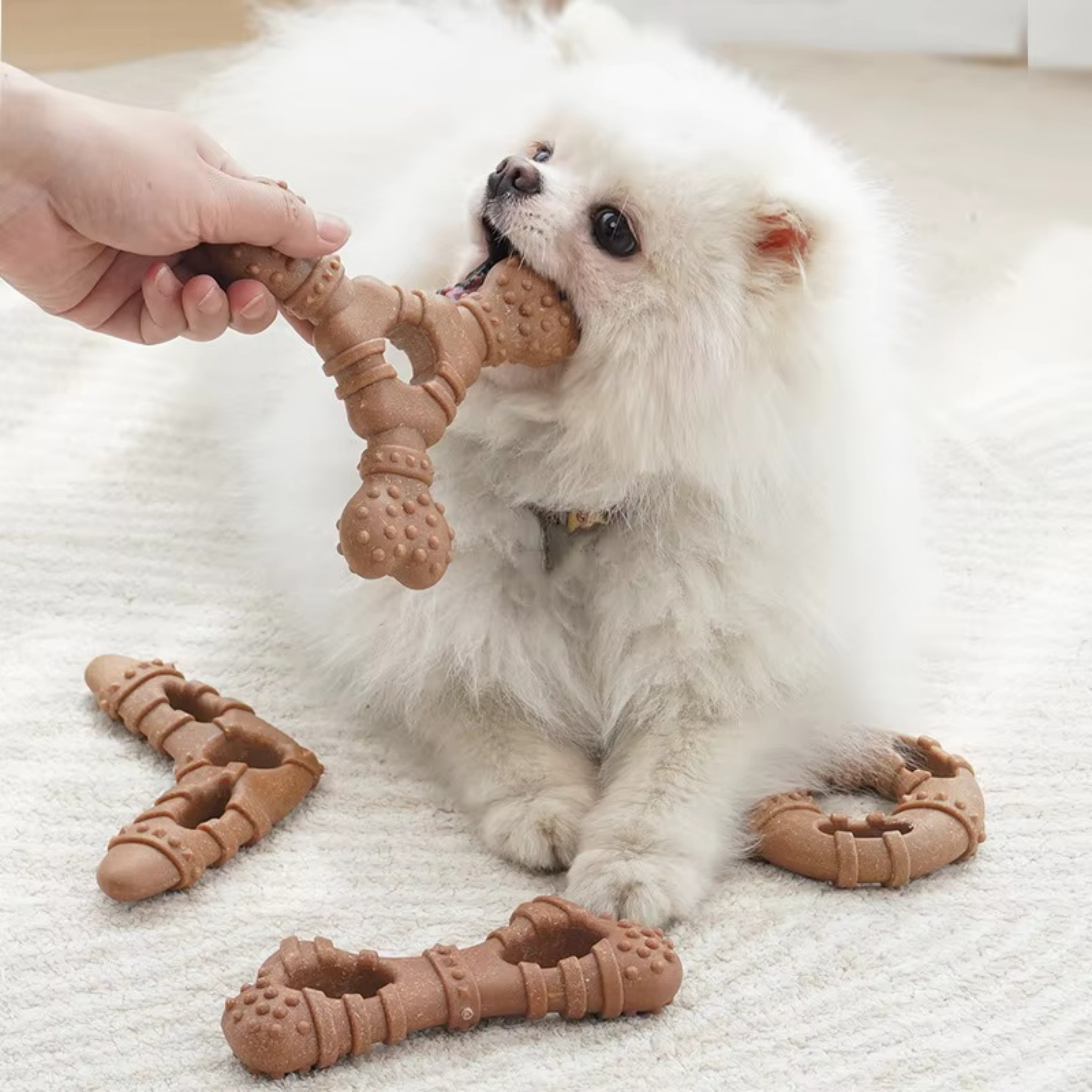 Newborn Dog Chew Toys,4 Pack Indestructible Dog Toys With Tough Wood-plastic Chew Toy Gift For Large Medium Small Breed