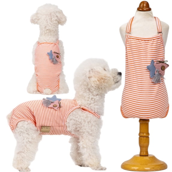 Newborn Female Dog Diaper Onesie Sanitary Pantie with Adjustable Suspender,Washable Reusable Puppy Diaper Jumpsuits in Heat Period Menstrual,Red,l