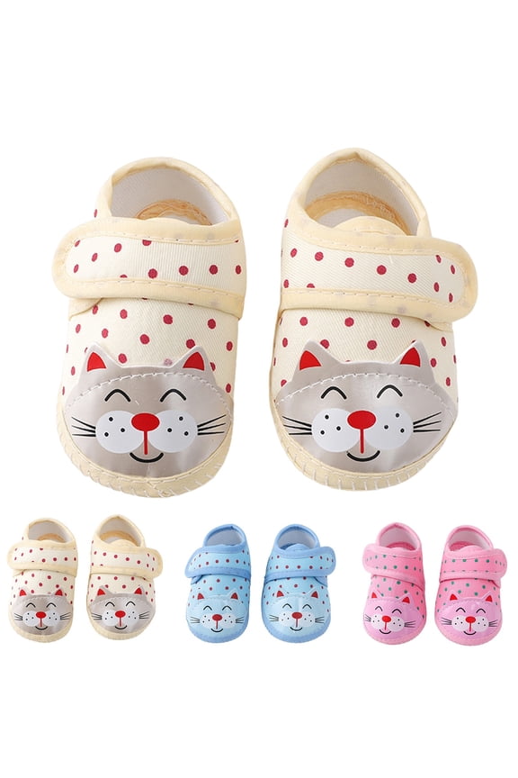 Newborn First Walking Shoes Boys Girls Kitten Sneakers Crib Shoes Breathable Lightweight Slip On Shoes Beige 6 M-9 M