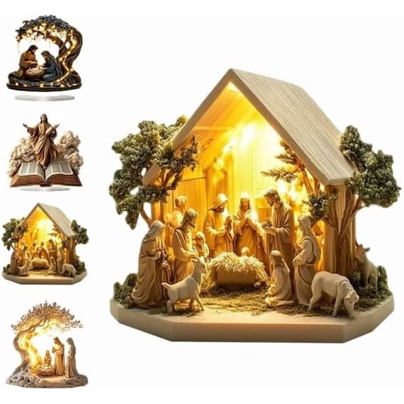 Newborn Flat Christmas Scene Desktop Decoration, Christmas Nativity Scene Decorative Figurine, 2D Acrylic, Versatile Faithful Decor for Home & Gifts (1Pc)