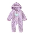 thumbnail image 1 of Newborn Fleece Jumpsuit Baby Girls Clothes Plush Footed Long Sleeve Rompers Onesies Pajamas Soft Boys Winter Outfits, Purple, 6 Months, 1 of 7