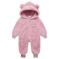thumbnail image 1 of Newborn Fluffy Baby Girl Winter Romper Cute Bear Ears Onesie Plush Hooded Long Sleeve Jumpsuit Bodysuit Infant Winter Clothes, 1 of 7