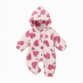 thumbnail image 1 of Newborn Fluffy Baby Girl Winter Romper Solid Color Plush Hooded Long Sleeve Jumpsuit Bodysuit Infant Fall Clothes, 1 of 7