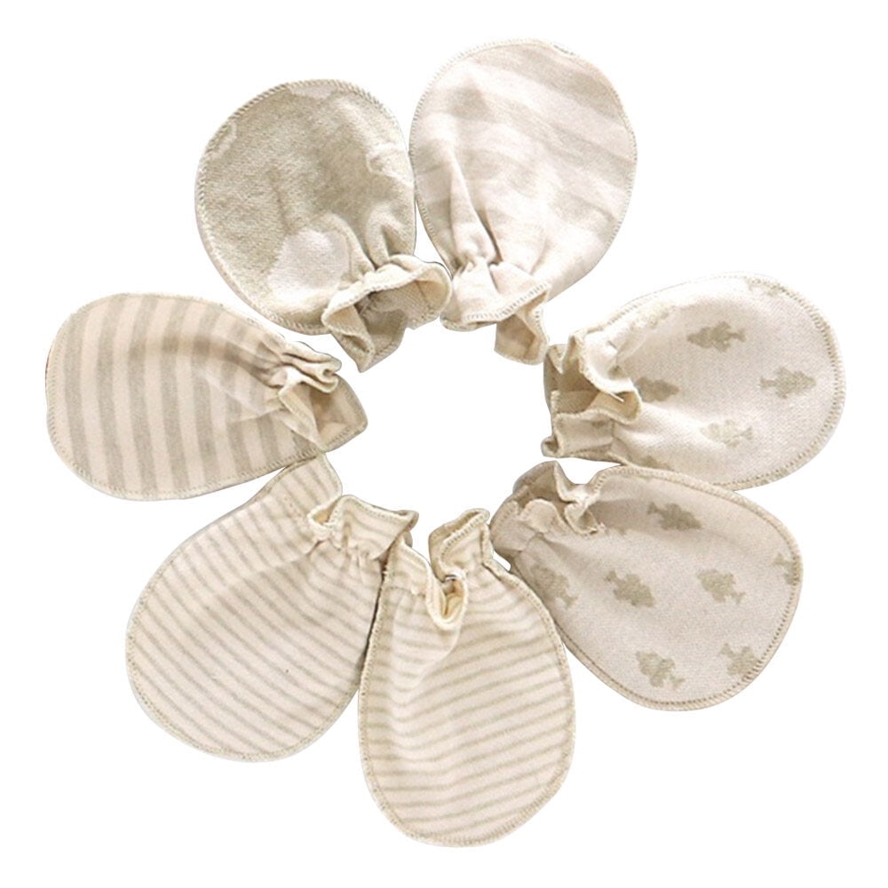 Newborn Four Seasons Baby Mittens Gloves Natural Color Cotton Infant