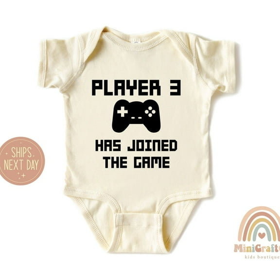 Newborn Gift - Player 3 Has Joined The Game Baby Onesie, Computer Gamer Tee- Birth Announcement Shirt, Gamer Parents New Baby Gift Cute Baby Onesie, BABY BODYSUIT LAT 4424