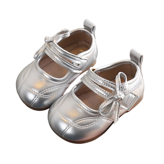 Newborn Girl Ankle Strap Flats Bow Decor Soft Sole Anti Slip Walking Shoes Girls' Dress ShoesStyle First Step Shoes for Outdoor Indoor Daily Wear