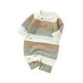 thumbnail image 1 of Newborn Girl Boy Striped Sweater Romper Cute Button Up Knitted Jumpsuit Infant Long Sleeve One-Piece Sleepwear Clothes 1-18Months, 1 of 1