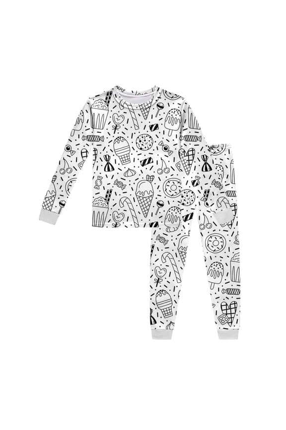 Girl Clothes Crew Neck Long Sleeve Top and Pants Diy Hand Painted Homewear Set Girls Outfits White 2-3 Years