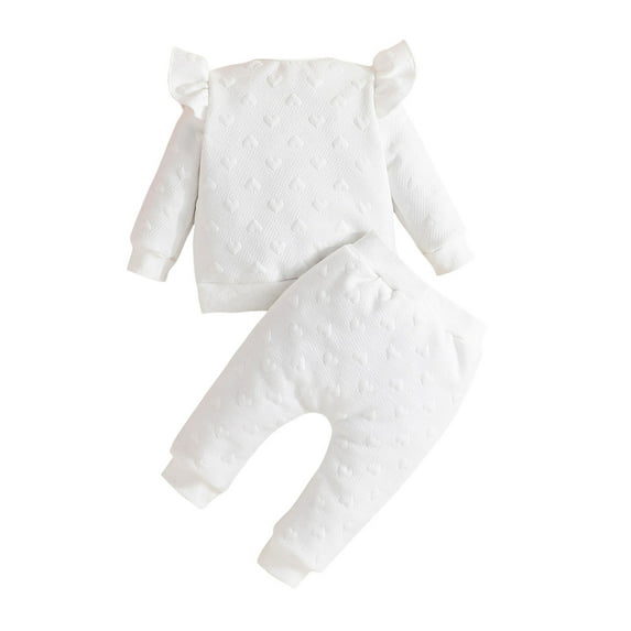 Newborn Girl Clothes Cute Solid Color Ruffles Long Sleeve Round Neck Tops and Long Pants Sets Kids Clothes Girls 1-6 Years Fall Winter Baby Girl Outfits