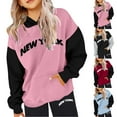 thumbnail image 1 of Girl Clothes Fall Winter Letter Print Pocket Round Neck Long Sleeve Hoodie with Pants Set Girls Outfits Light Blue 10-11 Years, 1 of 7