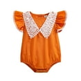 thumbnail image 1 of Newborn Girl Fly Sleeve Romper, Lace Patchwork Bordered Sweet Style Bodysuit, Casual One-Piece Clothes, 1 of 9