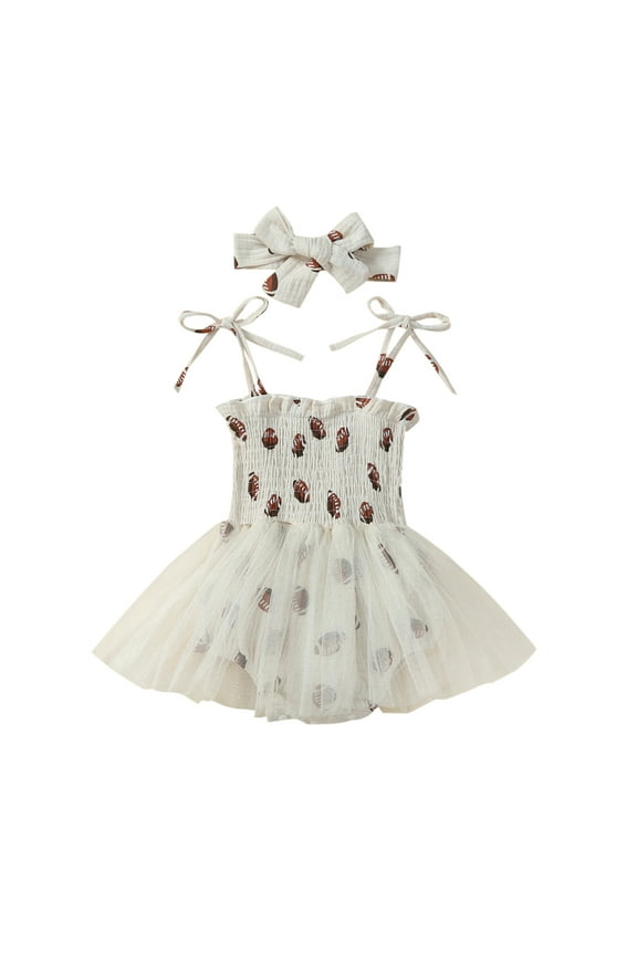 Newborn Girl Football Outfit Baby Game Day Clothes Infant Tutu Romper Dress Bodysuit Headband Rugby Toddler Rompers