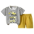 thumbnail image 1 of Girl Outfit Polyester Summer Spring Cartoon Printed Short Sleeved Tops Shorts 2Pc Set Toddler Girls Clothes Yellow 3 Years-4 Years, 1 of 3
