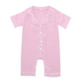 thumbnail image 1 of Girl Pajamas Satin Pjs Lapel Collar Short Sleeve Button Down Romper New Born Clothes Baby Girl for Baby Girls 3-6 Months, 1 of 7