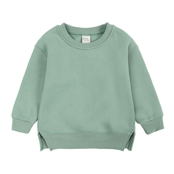 Newborn Girls Boys Casual Sports Hoodie Solid Color Crewneck Long-Sleeved Pullover 6-24M