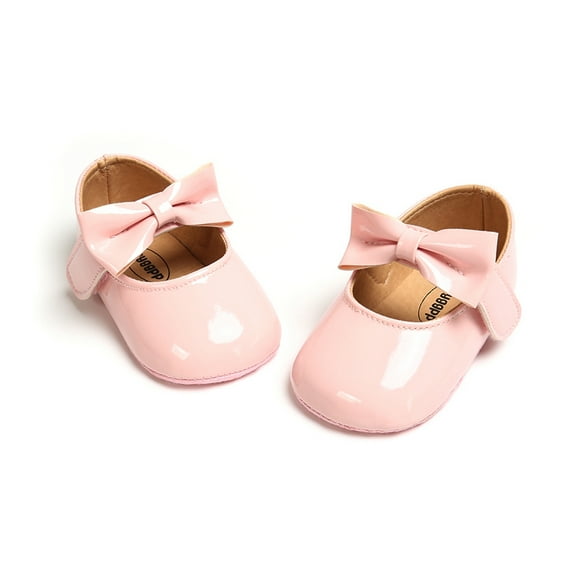 Newborn Girls Shoes PU leather Buckle First Walkers With Bow Red Black Pink White Soft Soled Non-slip Crib Shoes
