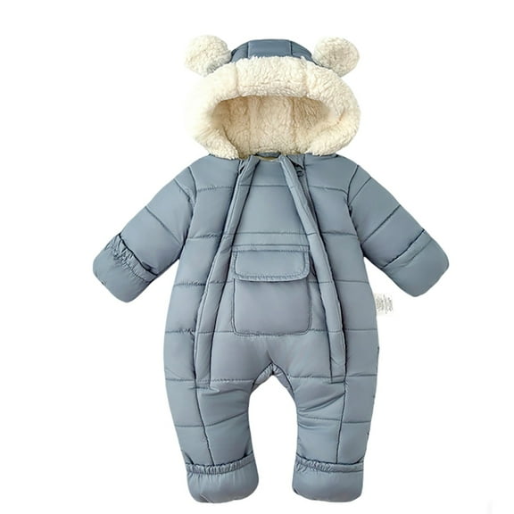 Newborn Girls Winter Snowsuit Insulated Padded Jumpsuit With Attached Mittens Booties Double Zipper Warm Clothes