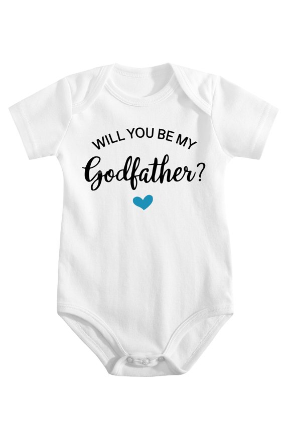 Newborn Godparent Proposal Outfit 0-12M - Unisex Baby Bodysuit, Godfather Godmother Question Romper, Soft Cotton White-style-1 0-3M