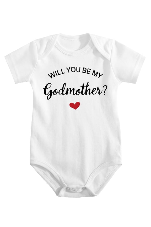 Newborn Godparent Proposal Outfit 0-12M - Unisex Baby Bodysuit, Godfather Godmother Question Romper, Soft Cotton White-style 9-12M