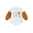 thumbnail image 1 of Newborn Halloween Outfit Girl Boy Letter Pumpkin Romper Bubble Sweatshirt Bodysuit Fall Halloween Baby Clothes 0-18M, 1 of 8