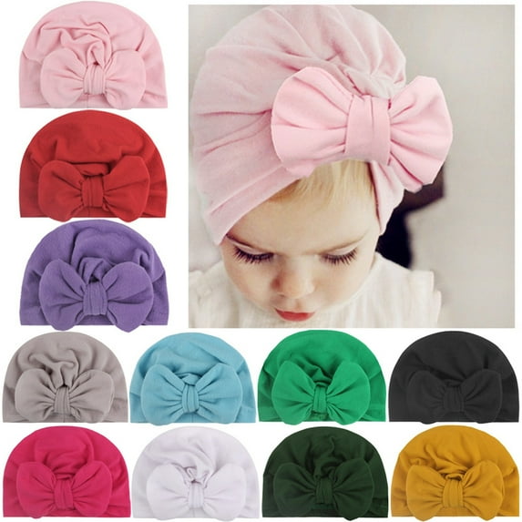 Hats 0-3 Months Baby Toddler Satin Silk Hair Bonnet for Baby Girl Boy Sleeping Kids Cap Hat 4PCS Baby Bow Knot Turban Hat