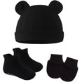 thumbnail image 1 of Newborn Hats Mittens Set Toddler Girls Boys Cotton Nursery Hospital Beanie No Scratch Gloves Unisex Baby Infant Caps, 1 of 13
