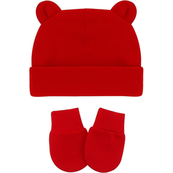 Newborn Hats Mittens Set Toddler Girls Boys Cotton Nursery Hospital Beanie No Scratch Gloves Unisex Baby Infant Caps