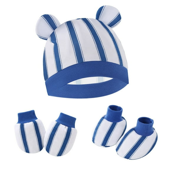 Newborn Hats and Mittens Set Infant Baby Beanie Caps Hospital Hat Set Newborn Gloves Socks for Baby Boys Girls 0-6 Months
