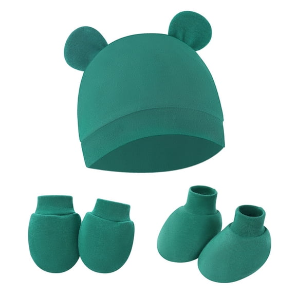 Newborn Hats and Mittens Set Infant Baby Beanie Caps Hospital Hat Set Newborn Gloves Socks for Baby Boys Girls 0-6 Months