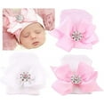 thumbnail image 1 of Newborn Hospital Hat Infant Baby Hat Cap with Big Bow Soft Cute Knot Nursery Beanie (1 or 3 Pack Bow Knit Rhinestone Ribbon/ 0-3 Month), 1 of 7