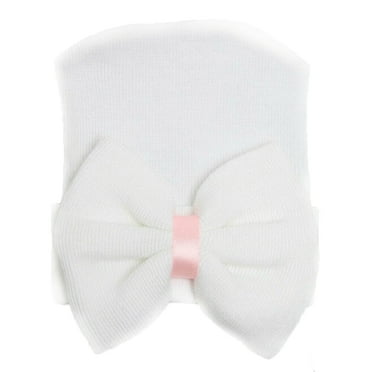 Newborn Hospital Hat Infant Baby Hat Cap with Big Bow Soft Cute Knot Nursery Beanie