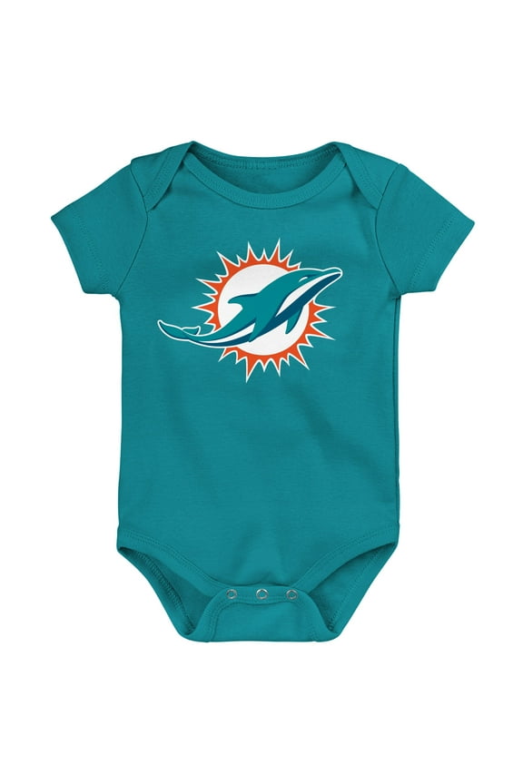 Newborn & Infant Aqua Miami Dolphins Team Logo Bodysuit