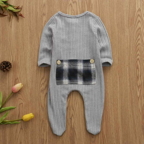 Newborn Infant Baby Boy Girl Clothes Romper Jumpsuit Bodysuit Outfits Gray 0-3 Months