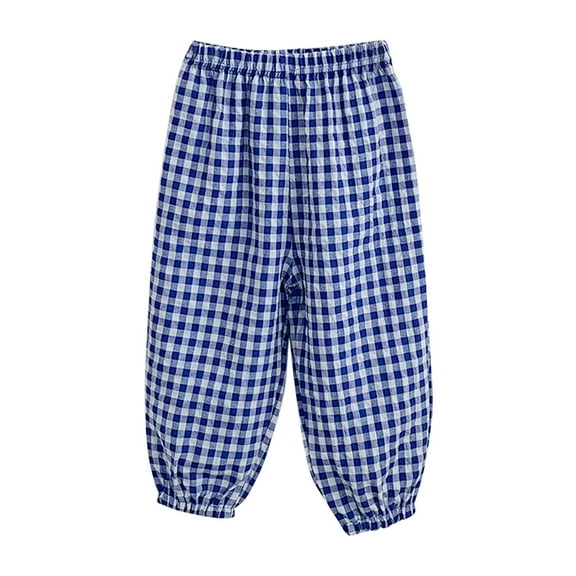 Newborn Infant Baby Boy Girl Cotton Linen Pants High Waisted Plaid Soft Pants Toddler Pull on Casual Loose Joggers