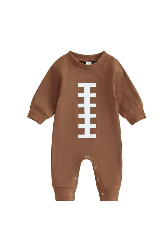 Newborn Infant Baby Boy Girl Football Jumpsuit 3M 6M 12M Long Sleeve Onesie Romper Playsuit Fall One Piece Outfit