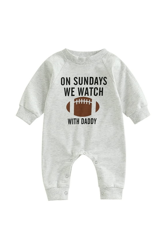 Newborn Infant Baby Boy Girl On Sundays We Watch Football with Daddy/Mommy Onesie Romper Jumpsuit Baby Football Outfit