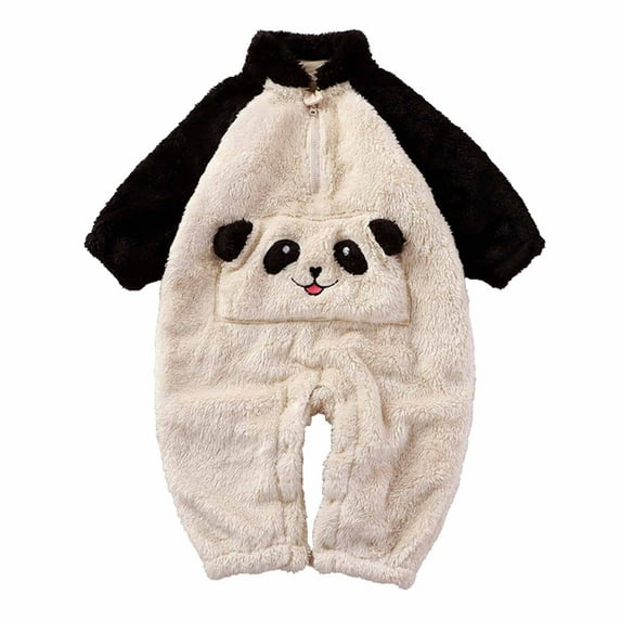Newborn Infant Baby Boy Girl Romper Long Sleeve Flannel Jumpsuit Outfits Cute Zipper Winter Warm Fleece Soft Onesie Playsuit Outfit