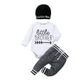 thumbnail image 1 of Newborn Infant Baby Boy Little Brother Clothes Long Sleeve Romper Jumpsuit Pants Hat Outfits, 1 of 8