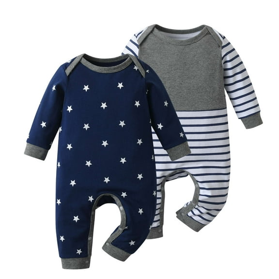 Newborn Infant Baby Boy Long Sleeve Romper Clothes One Piece Jumpsuit with Headband Outfits (0-3 Months)