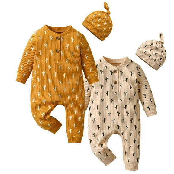 Newborn Infant Baby Boy Long Sleeve Romper Clothes One Piece Jumpsuit with Headband Outfits (3-6 Months)