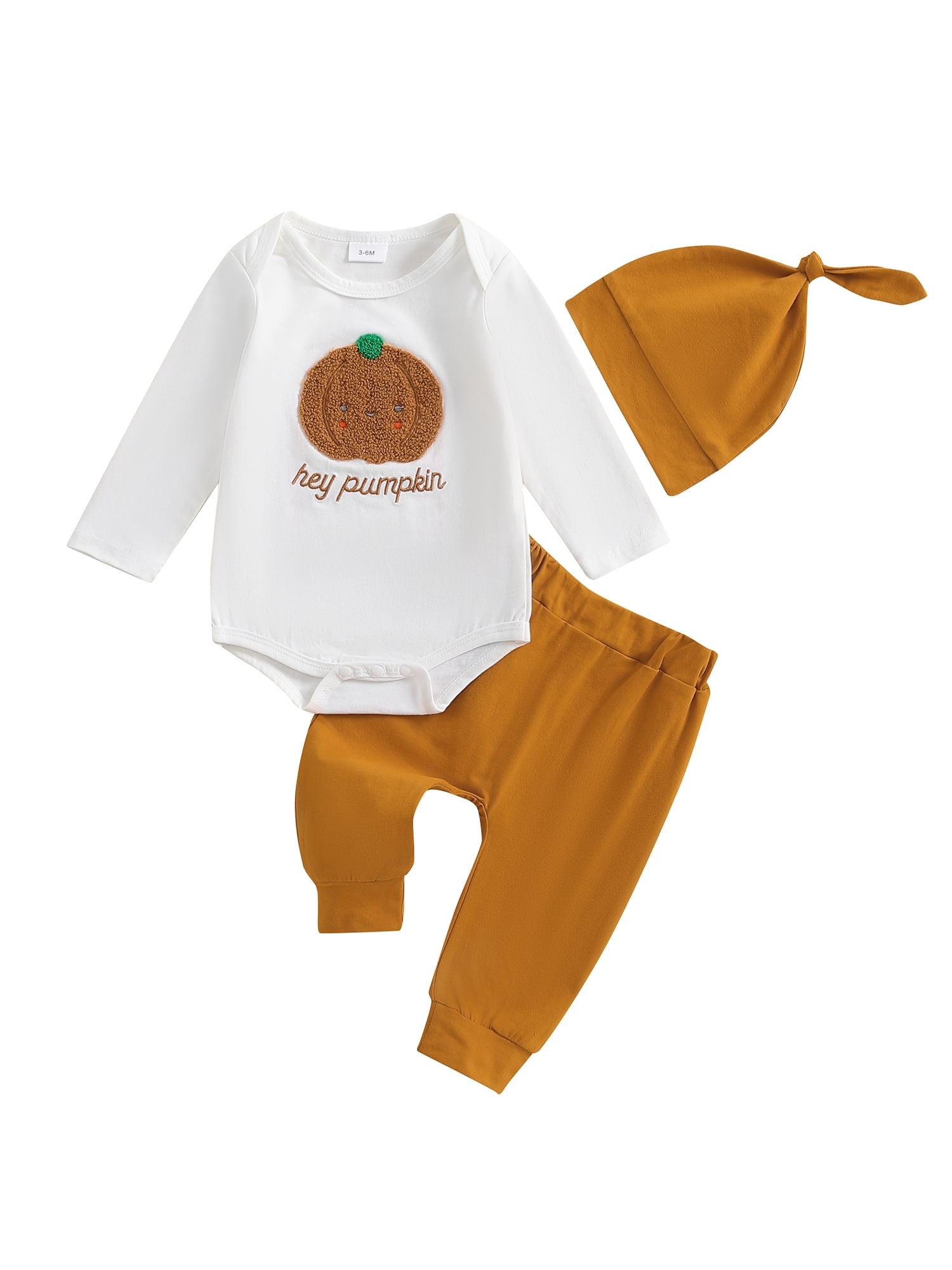 Newborn Infant Baby Boy My First Halloween Outfit Pumpkin Long Sleeve