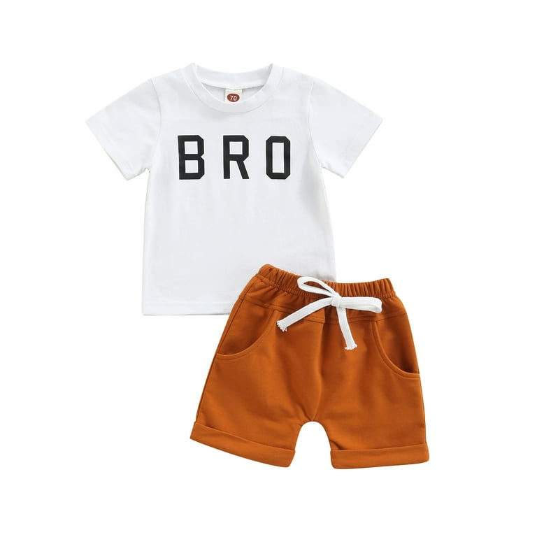 Newborn Infant Baby Boy Summer Clothes Cute Short Sleeve Bro Tshirt Solid Color Shorts 3 6 9 12 18 24 Month Outfits Walmart
