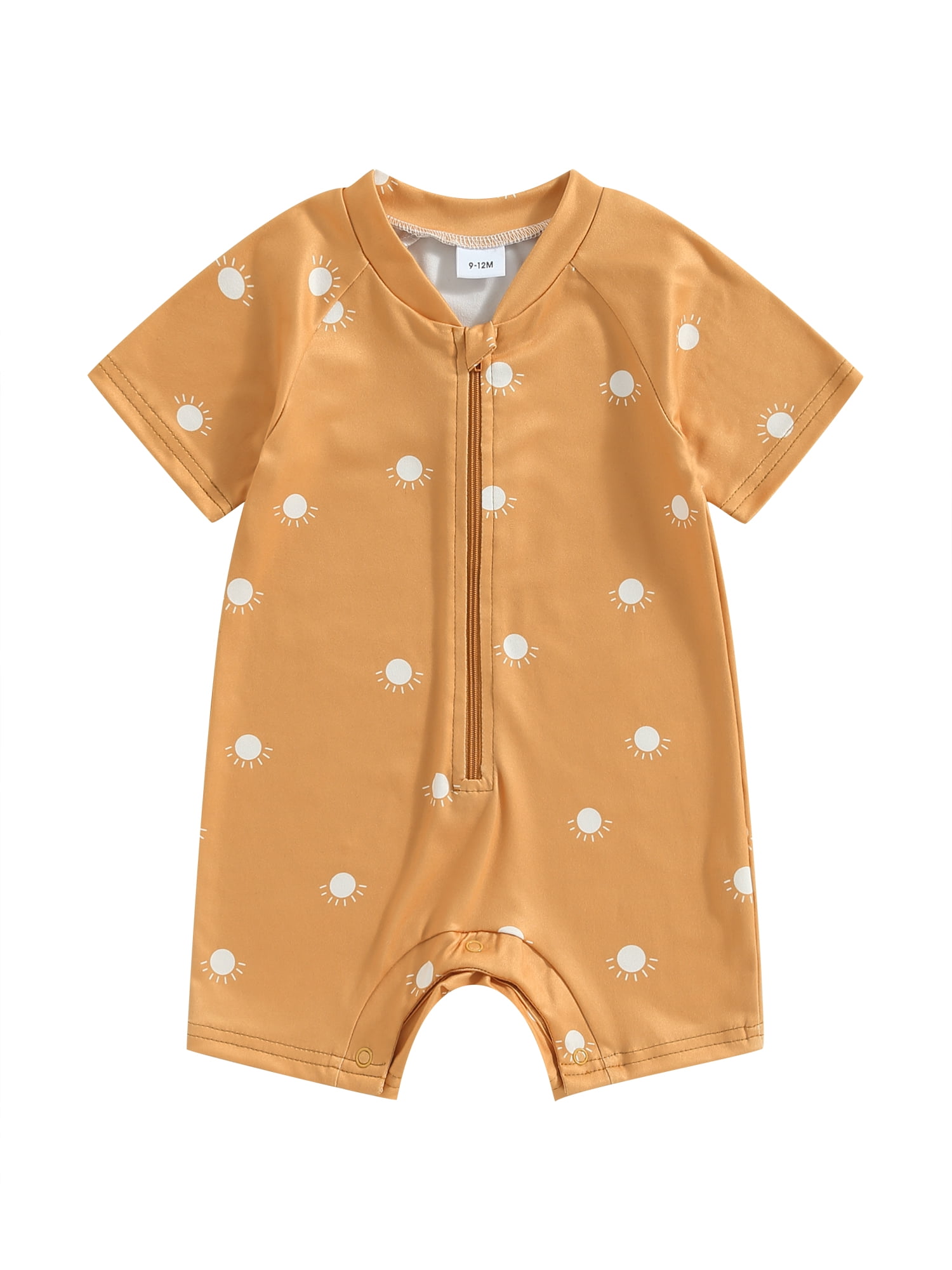 Newborn Infant Baby Boy Zip Up Romper Jumpsuit Short Sleeve Sun Plaid