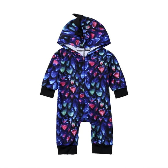 Newborn Infant Baby Boys Girls Cartoon Dragon Dinosaur Hooded Romper Onesies Jumpsuit