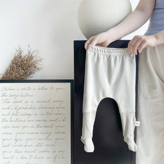 Newborn Infant Baby Boys Girls Cotton High Waist Footed Pants Casual Leggings with Feet