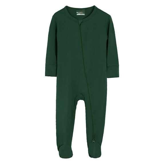 Baby Boys Girls Solid Color Rompers Footed Pajamas Zipper Long Sleeve Jumpsuits Size 12 M-18 M